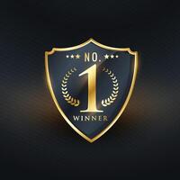 no. 1 winner badge label golden design vector