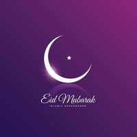 clean eid mubarak greeting with crescent moon and star vector