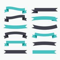 ribbons decoration set in black and turquoise color vector