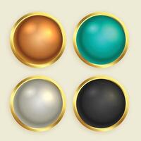 premium golden shiny buttons set vector
