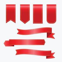 red ribbons and tags set vector