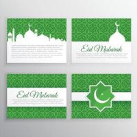 eid festival greeting cards set vector