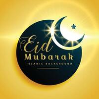beautiful eid mubarak greeting card design with crescent moon vector