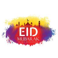 eid mubarak creative design with watercolor effect vector