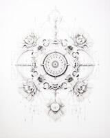 Intricate Circular Mandala on a White Background photo