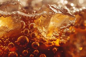 Close Up of Ice Cubes in Dark Tea photo