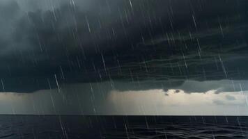 In the middle of the sea on a small boat with lots of rain and thunderstorms video