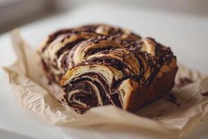 Artisanal Chocolate Babka with Dark Swirls photo