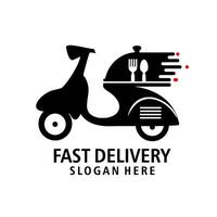 Fast Food Delivery Motorbike logo illustration design vector