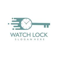 watch lock logo design illustration vector