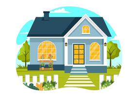 Open House Illustration for Inspection Property Welcome to Your New Home Real Estate Service in Flat Cartoon Background Design vector