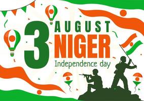 Happy Niger Independence Day Illustration on 3 August with Waving Flag and Country Public Holiday in Flat Cartoon Background Design vector