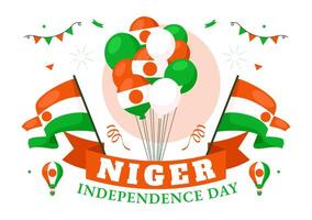 Happy Niger Independence Day Illustration on 3 August with Waving Flag and Country Public Holiday in Flat Cartoon Background Design vector