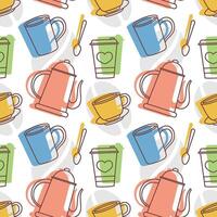 Coffee Time Seamless Pattern Design With Cacao Beans, Grains and Jug in Cartoon Flat Illustration vector