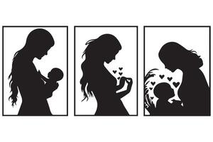 mother and baby silhouette vector