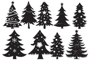 Christmas tree silhouette Clipart bundle pro design vector