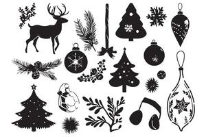 Christmas season elements silhouette vector