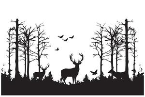 silhouette Deer and forest design elements pro design vector