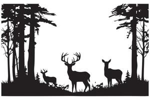 silhouette Deer and forest design elements pro design vector