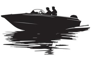 couple driving speed boat silhouette graphic vector