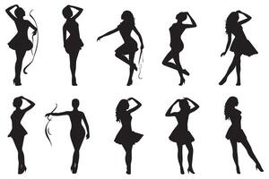 silhouettes of dancing Girl Group vector