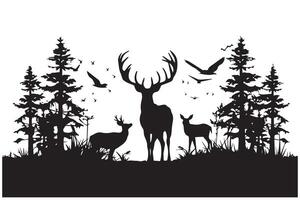 silhouette Deer and forest design elements pro design vector