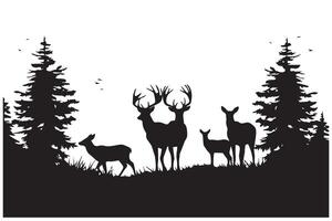 silhouette Deer and forest design elements pro design vector