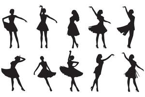 bailarina silueta bailarines aislado en blanco antecedentes. hembra ballet bailarines vector