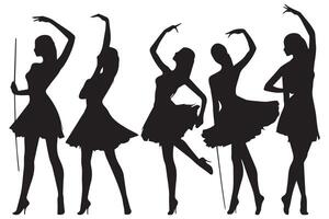 silhouettes of dancing fashion girls vector
