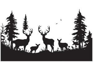 silhouette Deer and forest design elements pro design vector