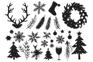 Christmas set of silhouettes for design vector