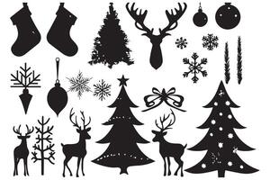 Christmas season elements silhouette vector