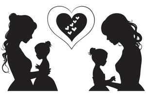 mother and baby silhouette vector