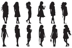 Beautiful fashion girl silhouette on a white background free design vector