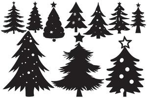 silueta Navidad árbol haz vector