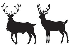 bundle of deer black silhouette pro design vector