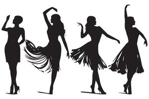 set of dancer silhouette design vector