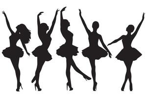 set of dancer silhouette design vector