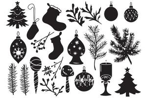 Christmas season elements silhouette vector