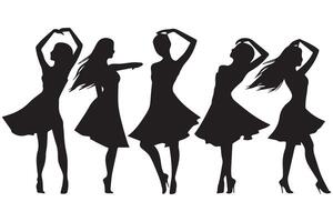 set of dancer silhouette design vector