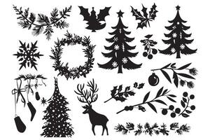 Christmas season elements silhouette vector