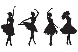 silhouettes of dancing fashion girls vector