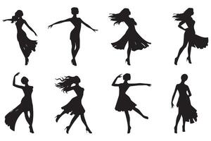set of dancer silhouette design vector