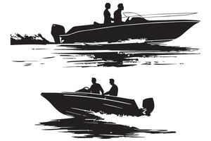 driving speed boat silhouette collection vector