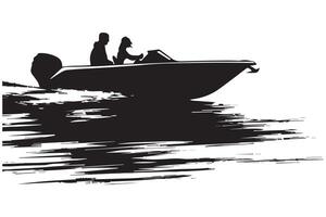 driving speed boat black silhouette vector