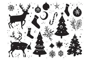 Christmas season elements silhouette vector