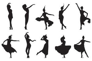 set of dancer silhouette design vector