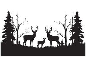 silueta ciervo y bosque diseño elementos Pro diseño vector