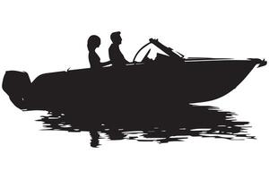 driving speed boat black silhouette vector