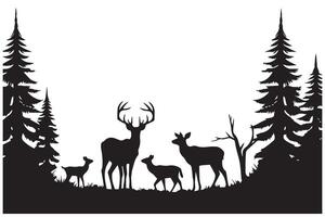 silhouette Deer and forest design elements pro design vector